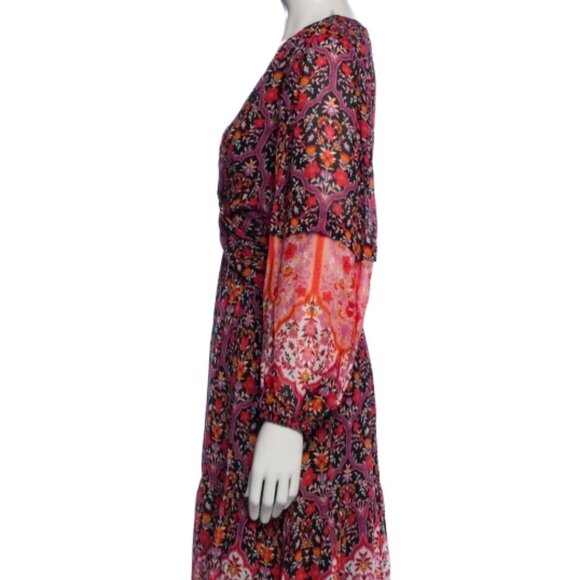NWOT Kobi Halperin Skye Floral Border Crossover Tiered Print Midi Dress S $598 - Picture 2 of 9